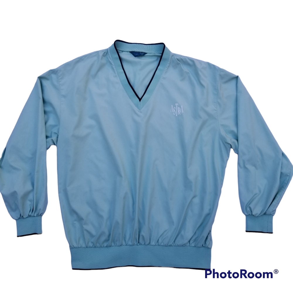 Men's Vintage 1995 Astra Classic Teal V-Neck Windbreaker Jacket Size Small